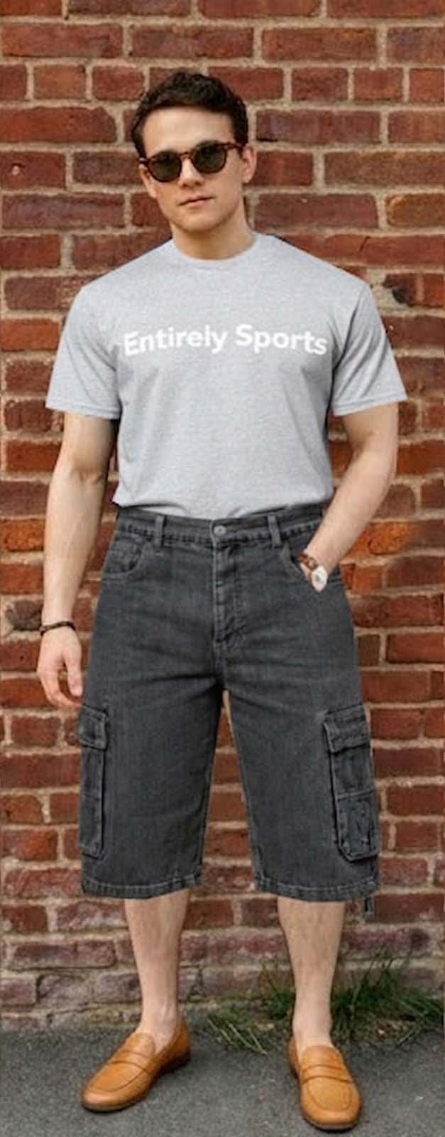 Men’s Cargo Combat Multi-Pocket Denim Shorts