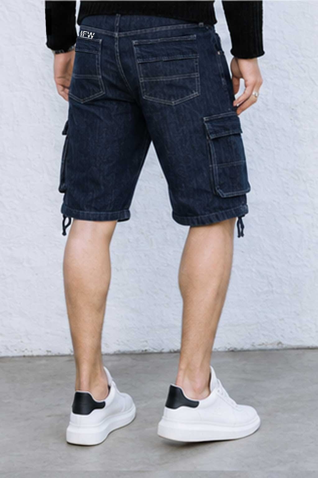 Men’s Cargo Combat Multi-Pocket Denim Dark Blue Short