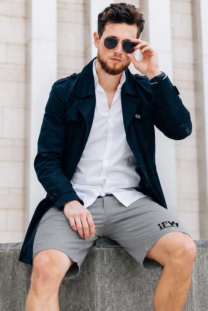 Men's Multi Pocket Cargo Grey Short – Stretch Cotton Casual Half Pant