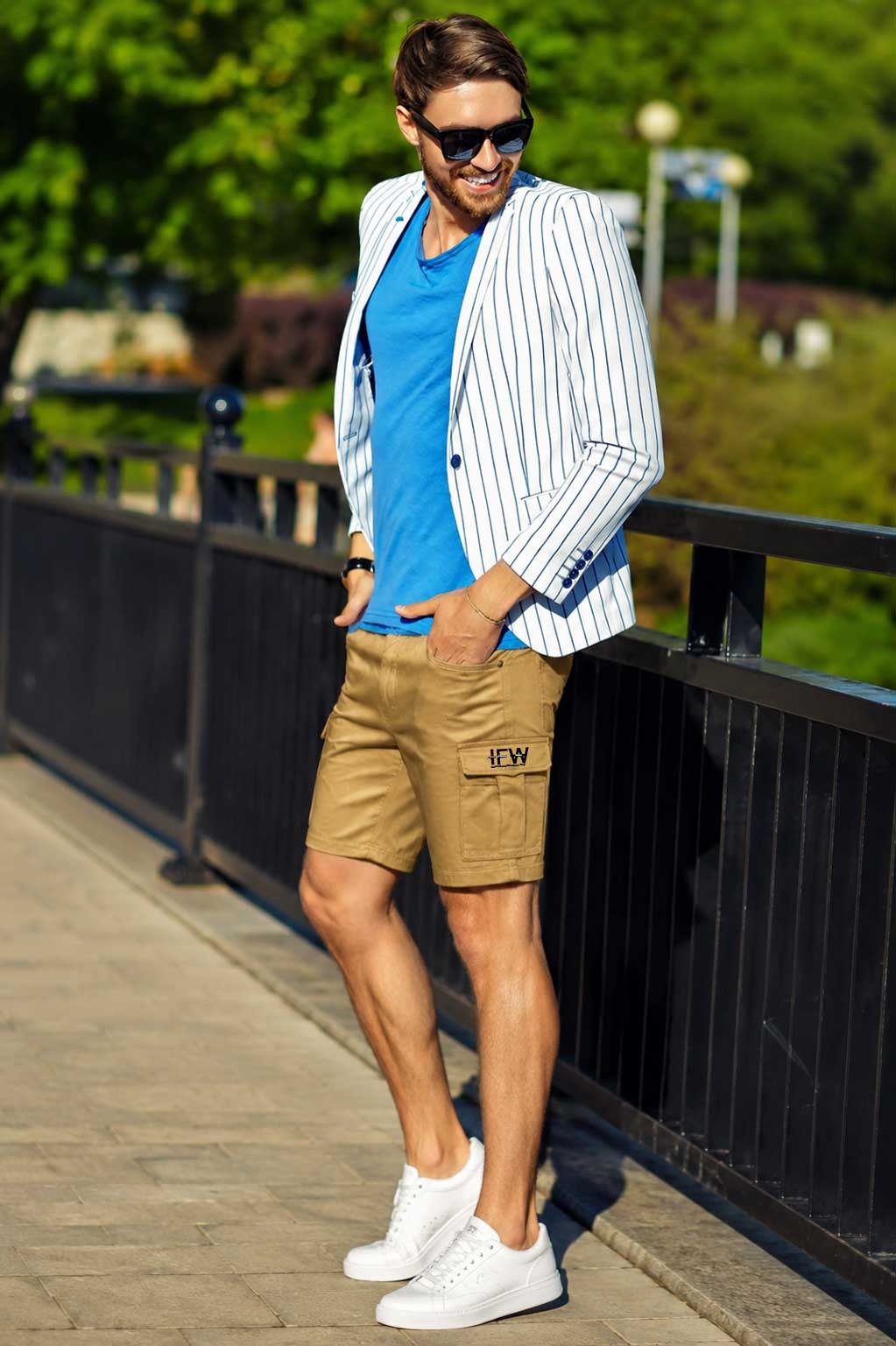 Men's Elastic Waist Cargo Khaki Short Lightweight Multi Pocket Outdoor Combat Short