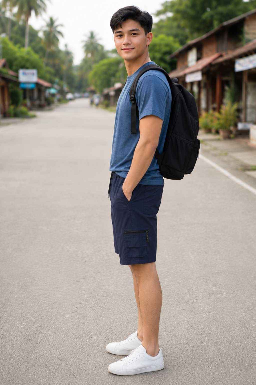 Men's Casual Cargo Navy Short – Multi Pocket Lightweight Summer Combat Short