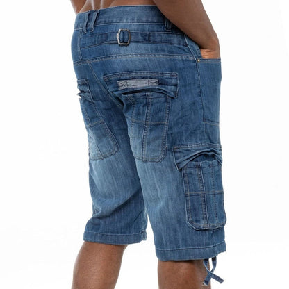 Men’s Cargo Combat Multi-Pocket Denim Shorts