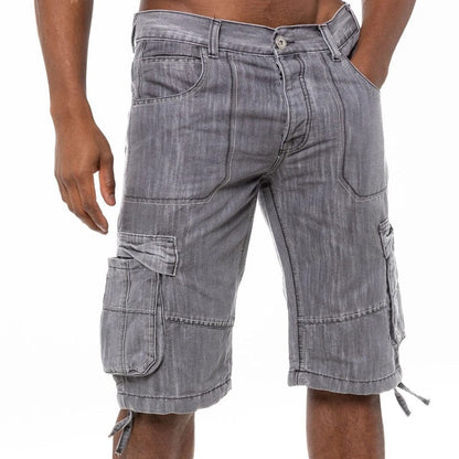 Men’s Cargo Combat Multi-Pocket Denim Shorts