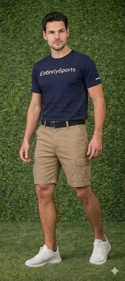 Men’s Lightweight Cotton Twill Multi Pocket Belted Shorts