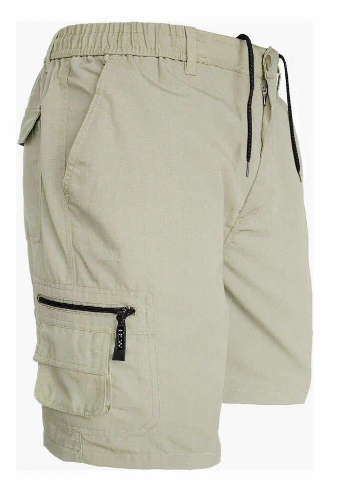 Men’s Cargo Combat Shorts Multi Pocket Elastic Waist Lightweight Shorts