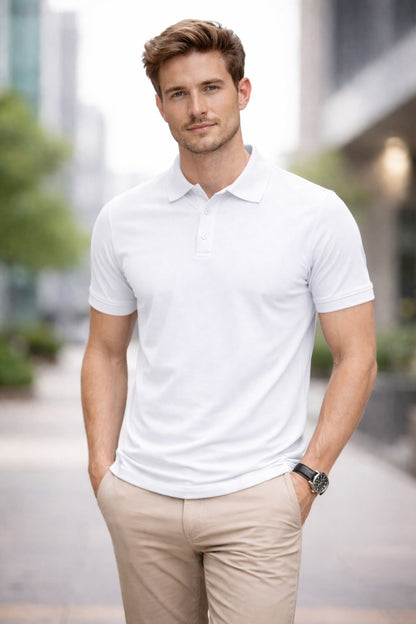 Men’s Short Sleeve Polo Shirt – Plain Piqué Golf, Work & Casual Top