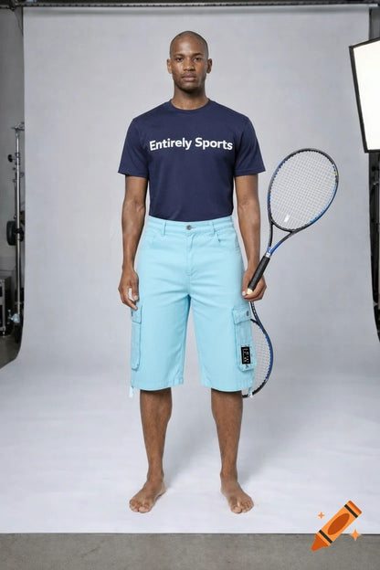Men’s Cargo Combat Multi-Pocket Denim Shorts