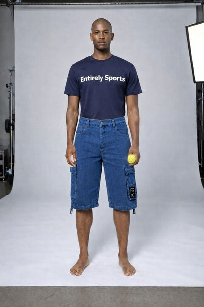 Men’s Cargo Combat Multi-Pocket Denim Shorts