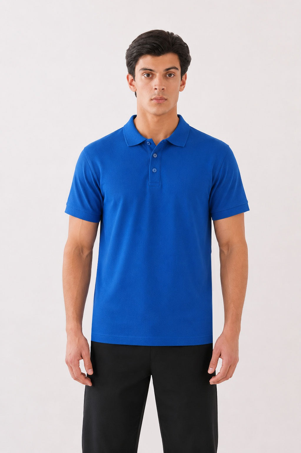 Men’s Premium Piqué Blue Polo Shirt – Short Sleeve Regular Fit Work & Casual Top