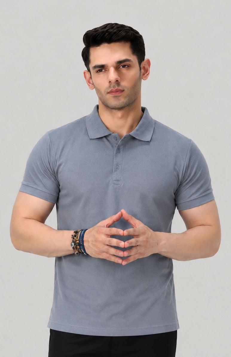 Light Grey Polo Shirt – Comfortable Regular Fit Cotton Polo