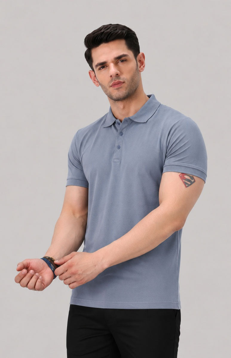 Light Grey Polo Shirt – Comfortable Regular Fit Cotton Polo