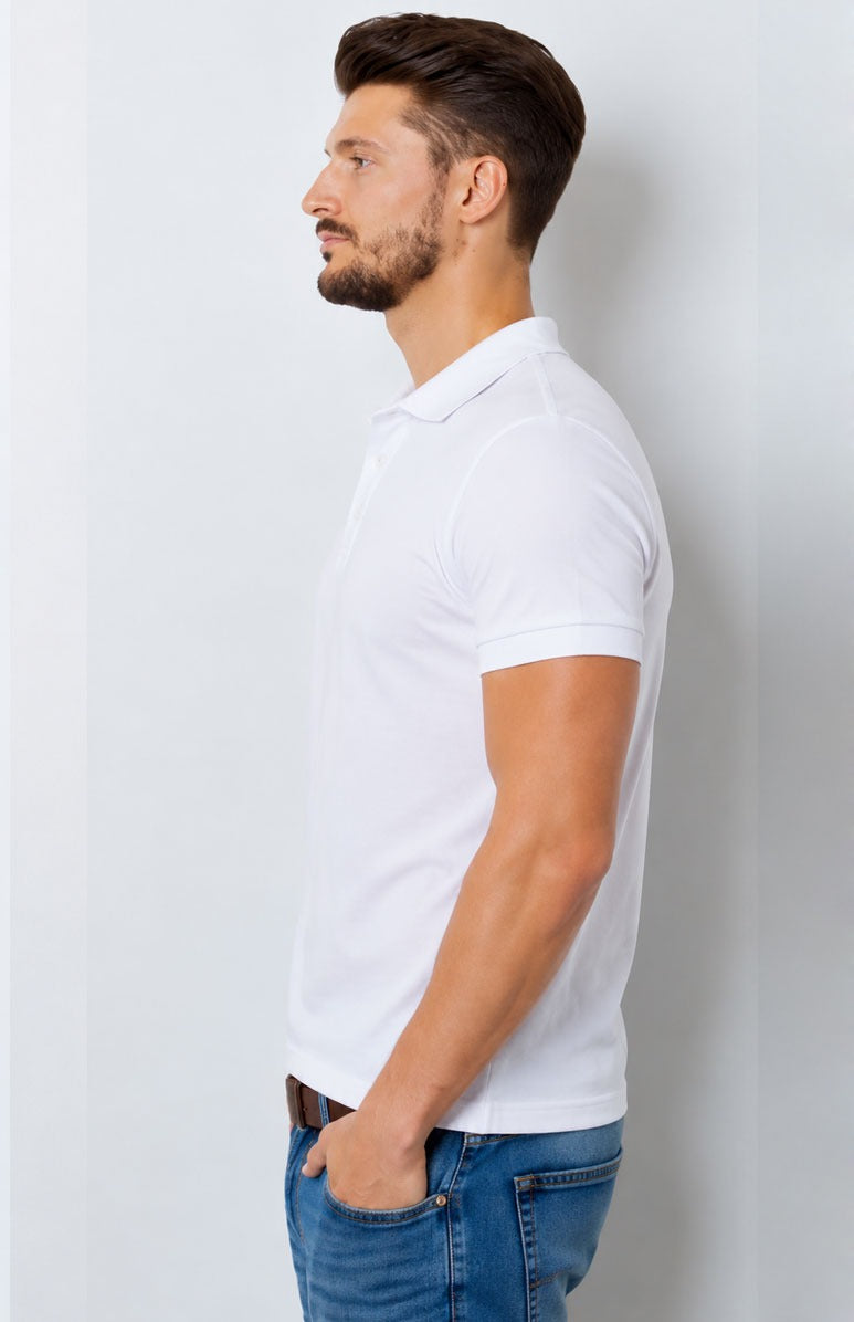 Premium White Polo Shirt – Breathable Short Sleeve Smart Casual Tee