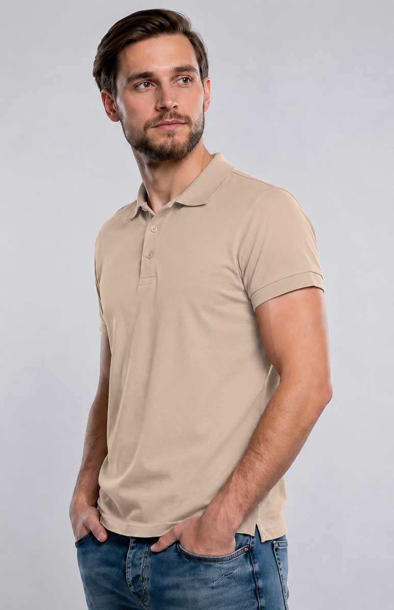 Sand Polo Shirt – Breathable Short Sleeve Smart Casual Tee
