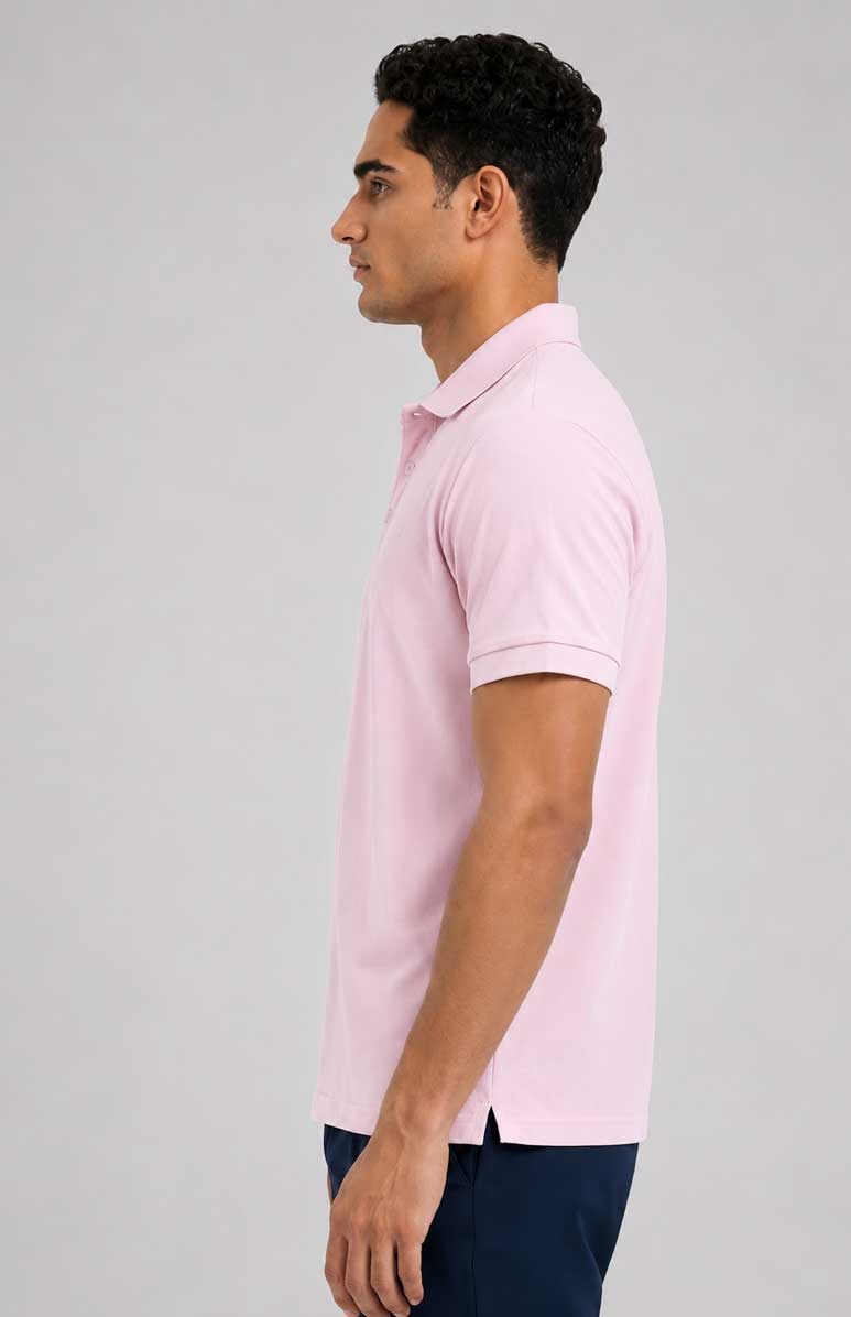 Baby Pink Polo Shirt – Breathable Short Sleeve Smart Casual Tee