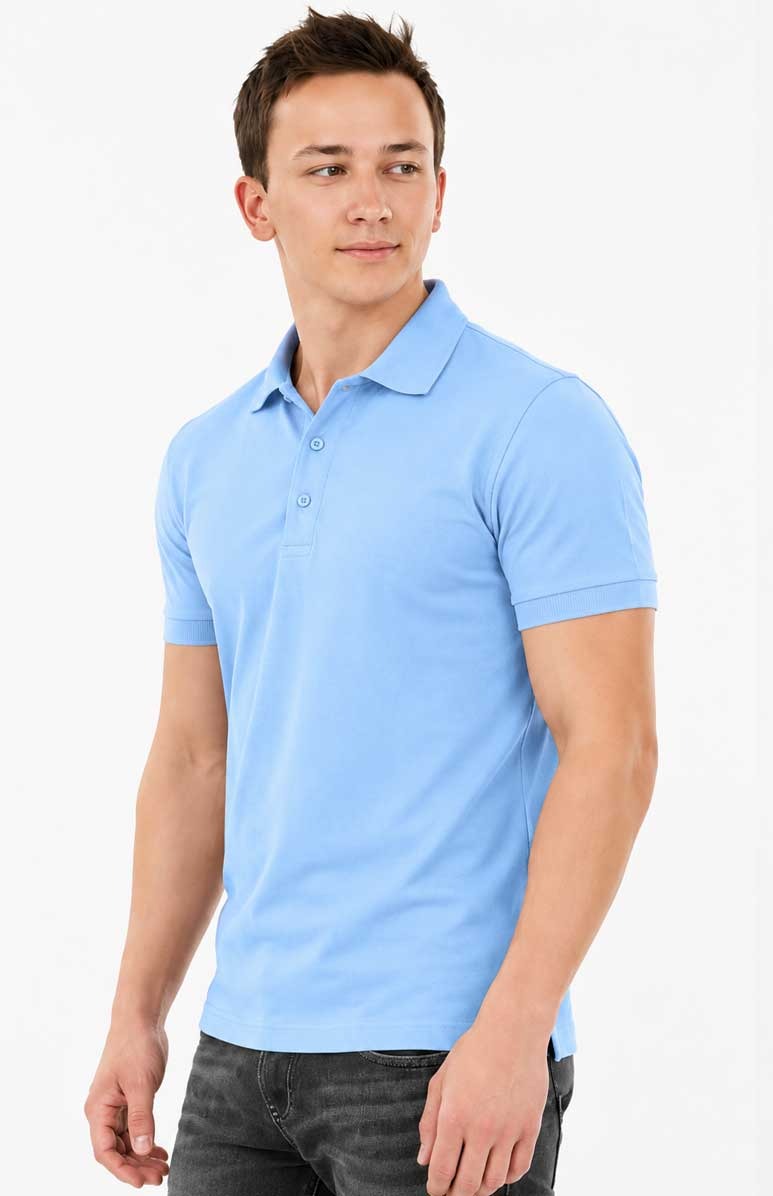Sky blue Polo Shirt – Breathable Short Sleeve Smart Casual Tee