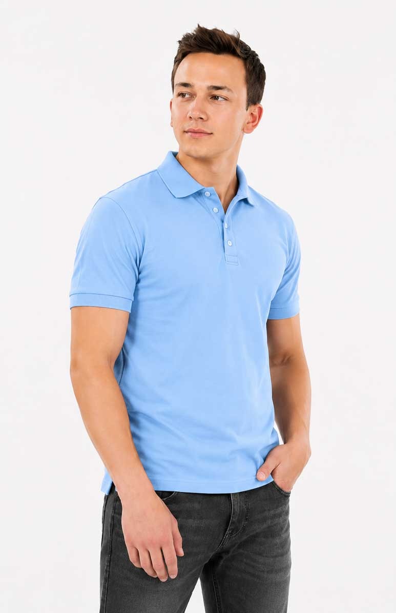 Sky blue Polo Shirt – Breathable Short Sleeve Smart Casual Tee