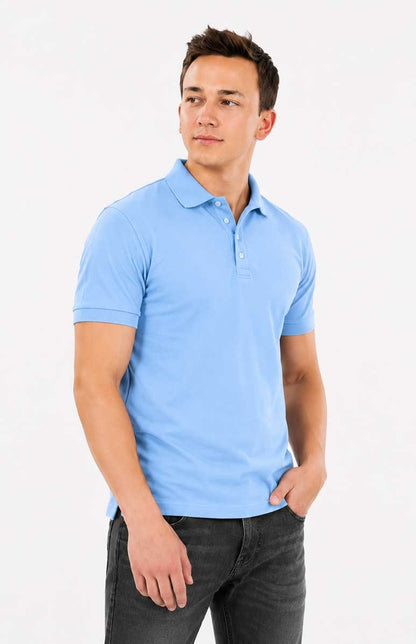 Sky blue Polo Shirt – Breathable Short Sleeve Smart Casual Tee
