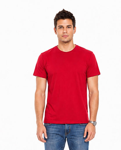 Unisex Cotton Red T-Shirt – Soft Plain Short Sleeve Tee