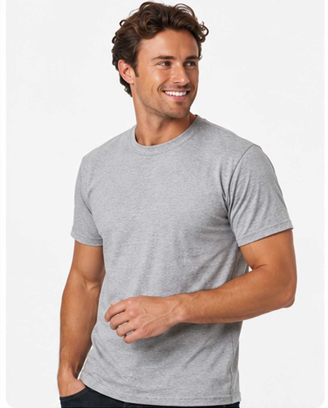 100% Cotton Plain Light Grey T-Shirt – Casual Unisex Tee