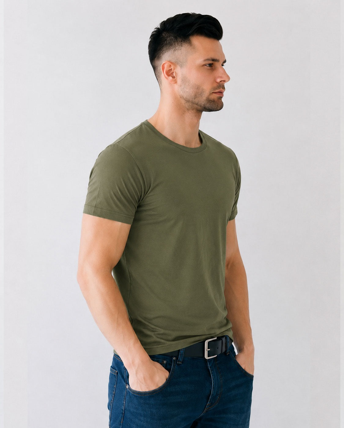 Basic Olive Green Cotton T-Shirt for Men & Women – Everyday Comfort