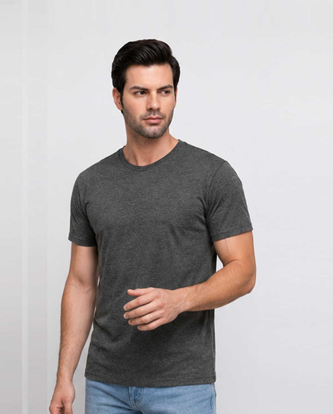 Essential Unisex Dark Grey Cotton Crew Neck T-Shirt