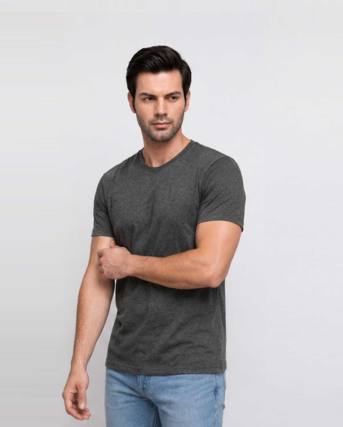 Essential Unisex Dark Grey Cotton Crew Neck T-Shirt