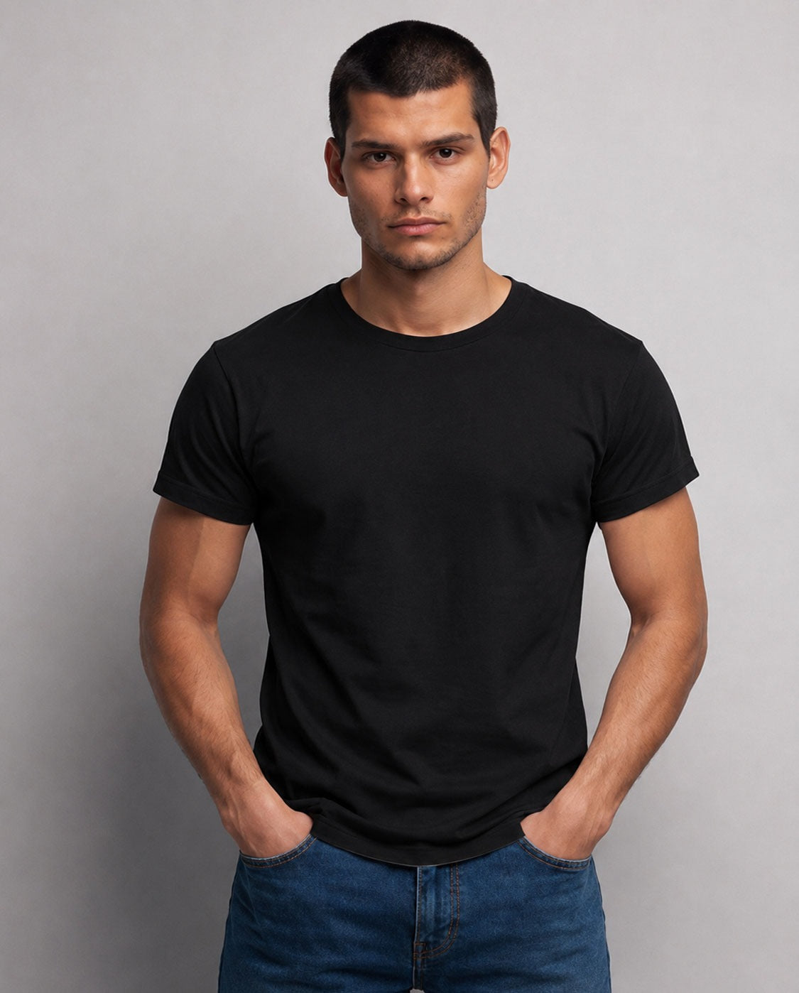 Men’s & Women’s Cotton Black T-Shirt – Plain Short Sleeve Casual Wear