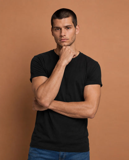 Men’s & Women’s Cotton Black T-Shirt – Plain Short Sleeve Casual Wear