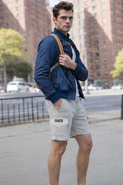 Men's Cargo Combat Light Grey Short with Zipper Pockets – Lightweight Fleece Short