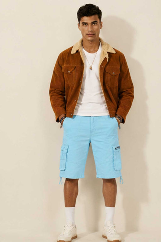 Men's Streetwear Cargo Combat Denim Sky Blue Short