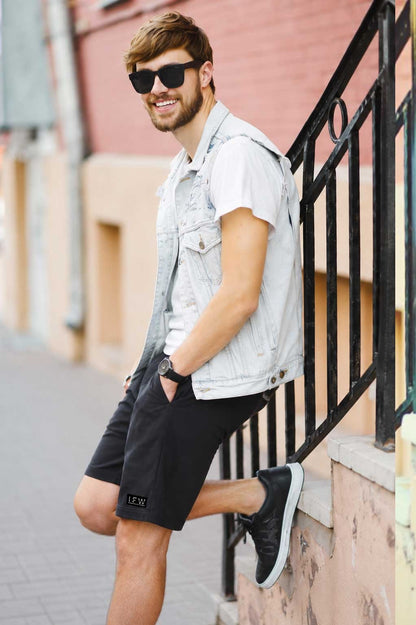 Men's Active Woven Terry Hybrid  Black Short – Quick-Dry & Stretch