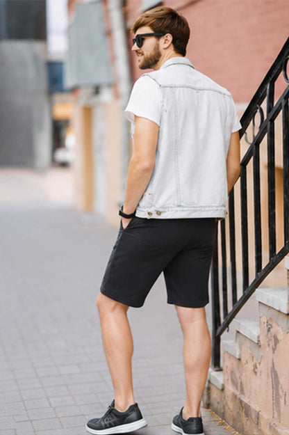 Men's Active Woven Terry Hybrid  Black Short – Quick-Dry & Stretch