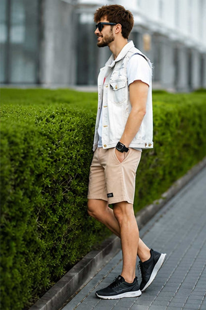Men's Woven Terry Travel & Training Hybrid Beige Short