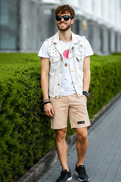 Men's Woven Terry Travel & Training Hybrid Beige Short