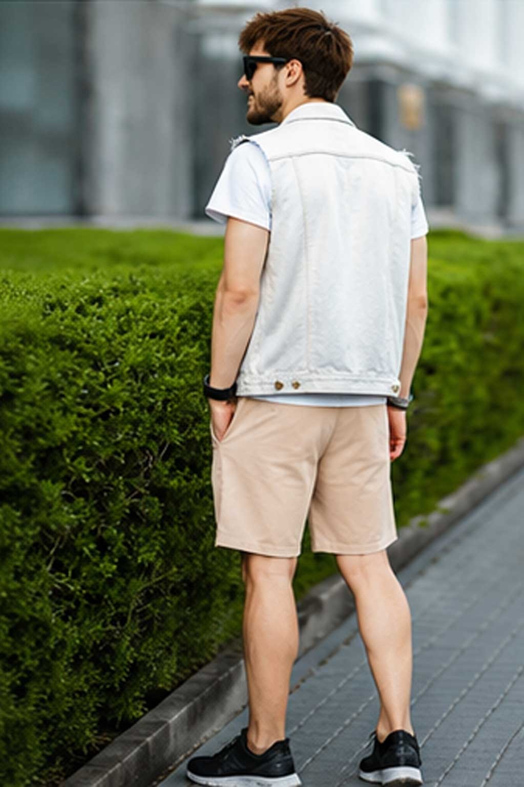 Men's Woven Terry Travel & Training Hybrid Beige Short