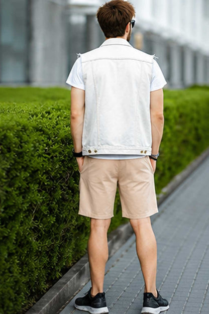 Men's Woven Terry Travel & Training Hybrid Beige Short