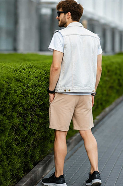 Men's Woven Terry Travel & Training Hybrid Beige Short