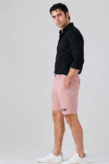 Men's Regular Fit Stretch Cotton Cargo Baby Pink Short – Casual Combat Style