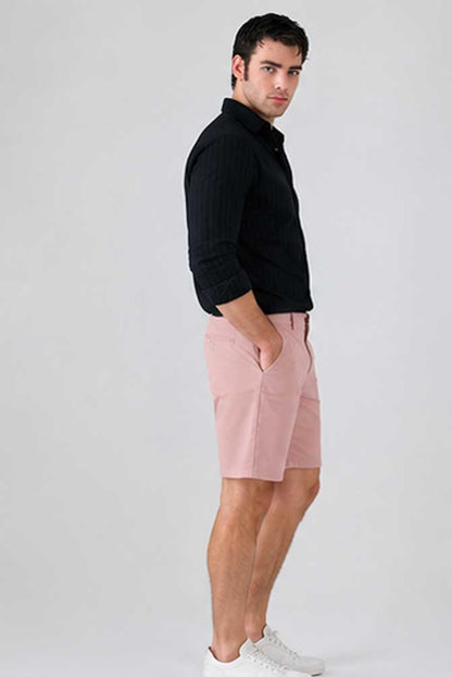 Men's Regular Fit Stretch Cotton Cargo Baby Pink Short – Casual Combat Style