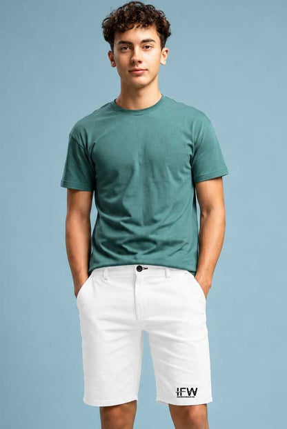 Men's Stretch Cotton Cargo Chino White Short – Comfortable Lightweight Half Pant