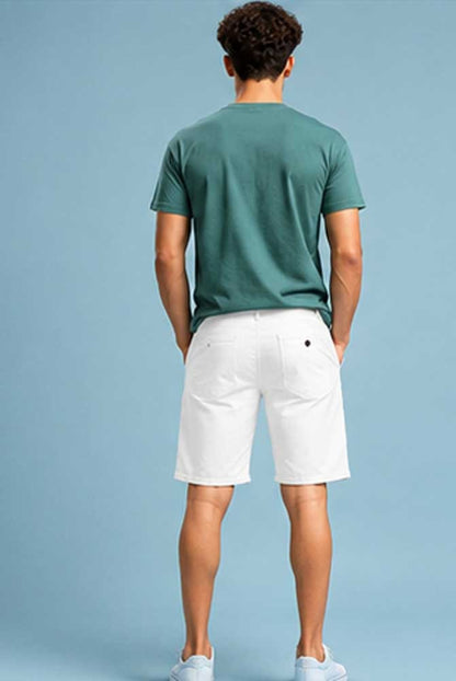 Men's Stretch Cotton Cargo Chino White Short – Comfortable Lightweight Half Pant