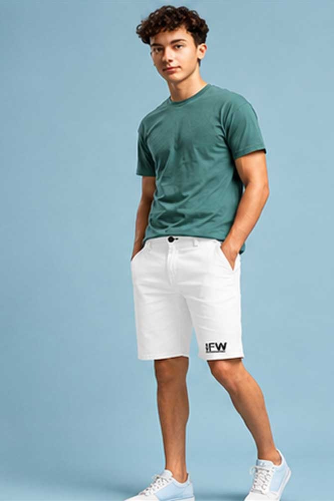 Men's Stretch Cotton Cargo Chino White Short – Comfortable Lightweight Half Pant