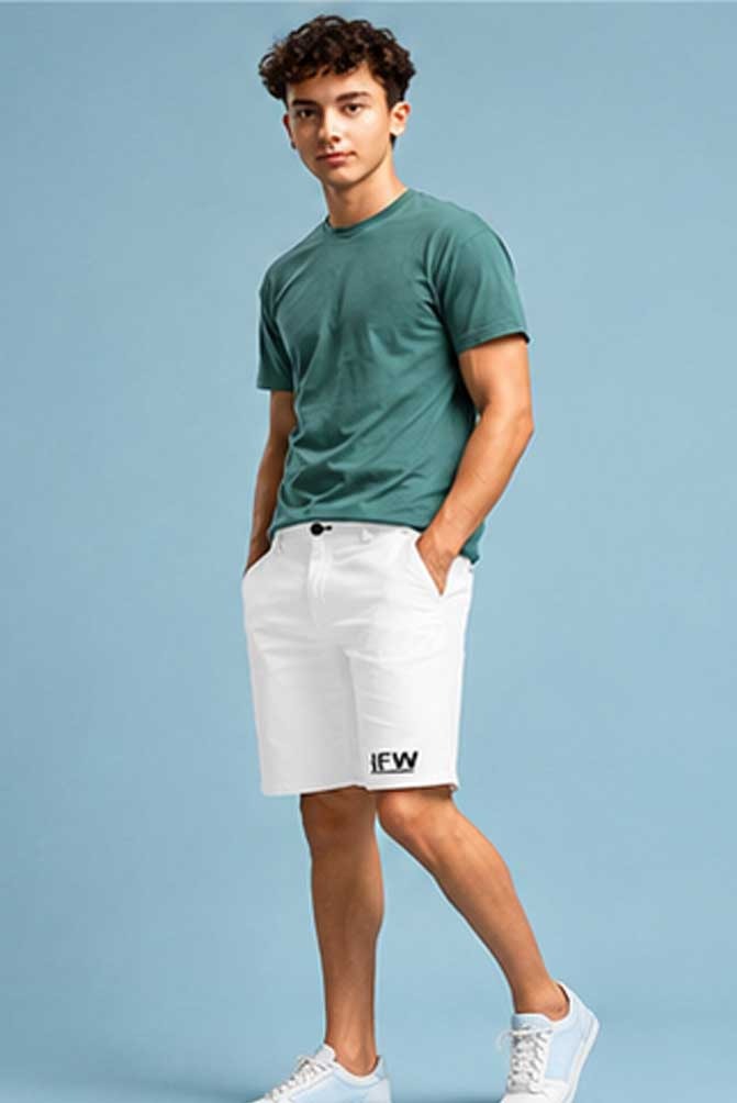 Men's Stretch Cotton Cargo Chino White Short – Comfortable Lightweight Half Pant