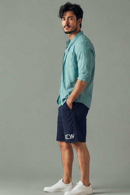 Men's Stretch Cotton Chino Cargo Navy Short – Lightweight Casual Combat Half Pant