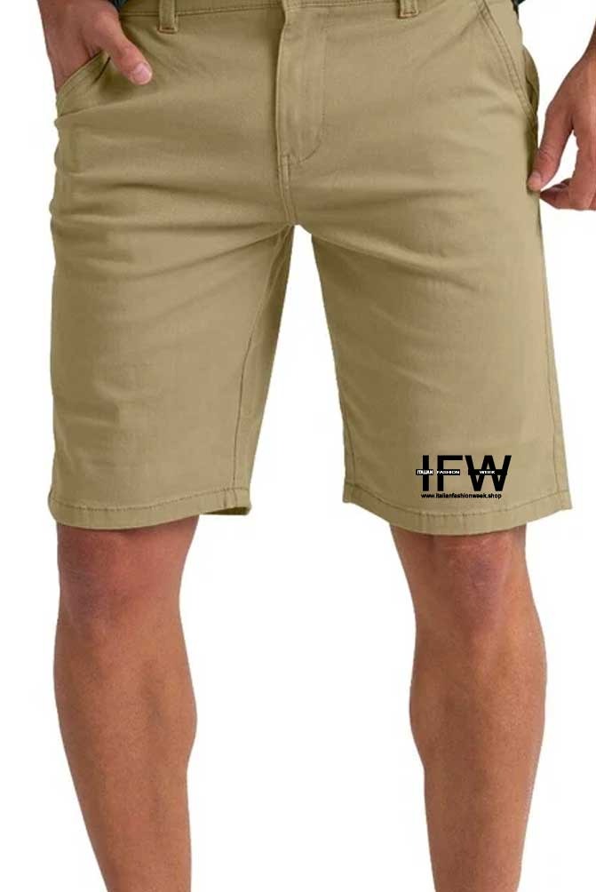 Men's Lightweight Stretch Cotton Cargo Beige Short – Casual Chino Combat Short