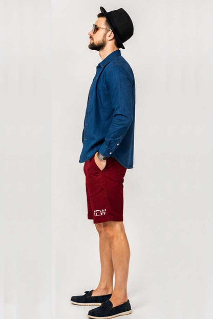Men's Lightweight Stretch Cotton Cargo Ox Blood Short with Multi Pockets