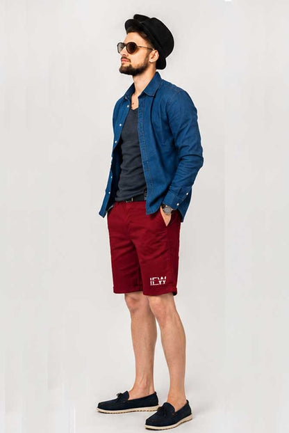 Men's Lightweight Stretch Cotton Cargo Ox Blood Short with Multi Pockets
