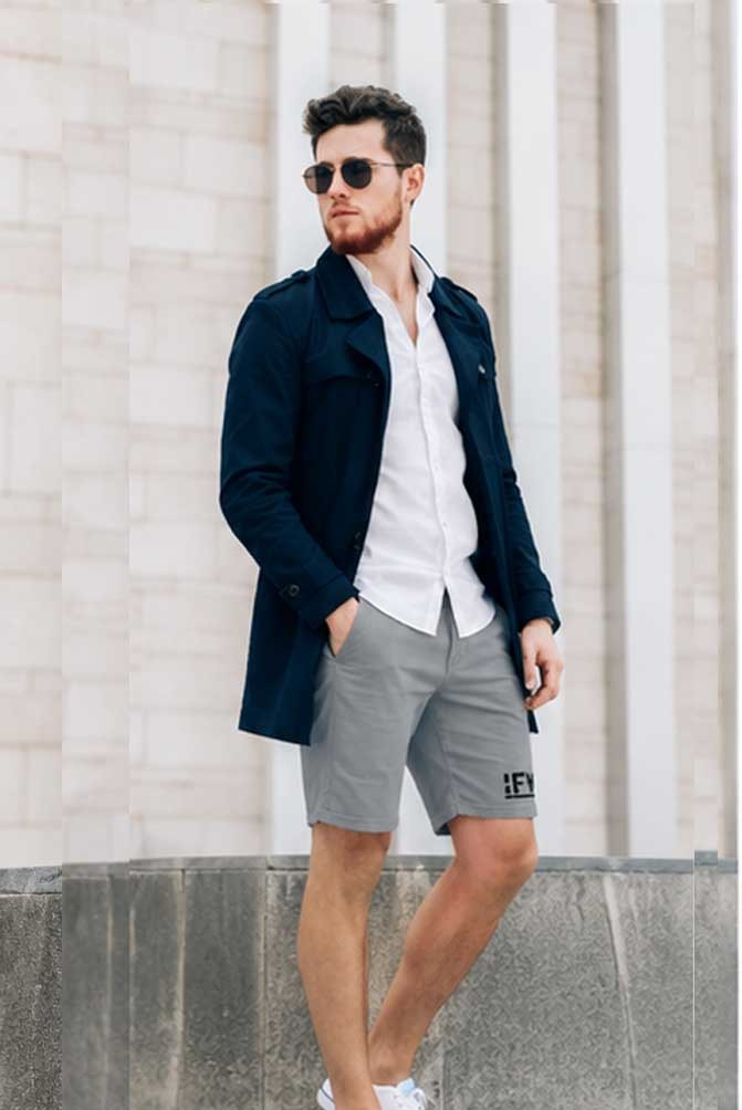 Men's Multi Pocket Cargo Grey Short – Stretch Cotton Casual Half Pant