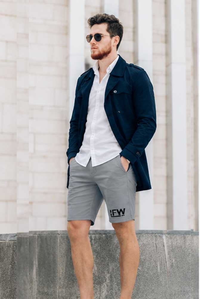 Men's Multi Pocket Cargo Grey Short – Stretch Cotton Casual Half Pant