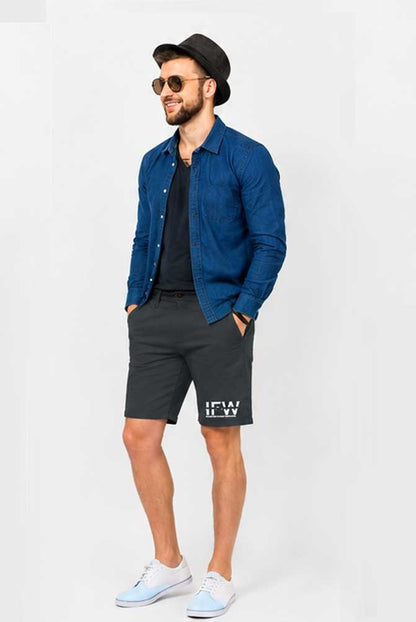 Men's Stretch Chino Cargo Dark Grey Short – Casual Outdoor Combat Short